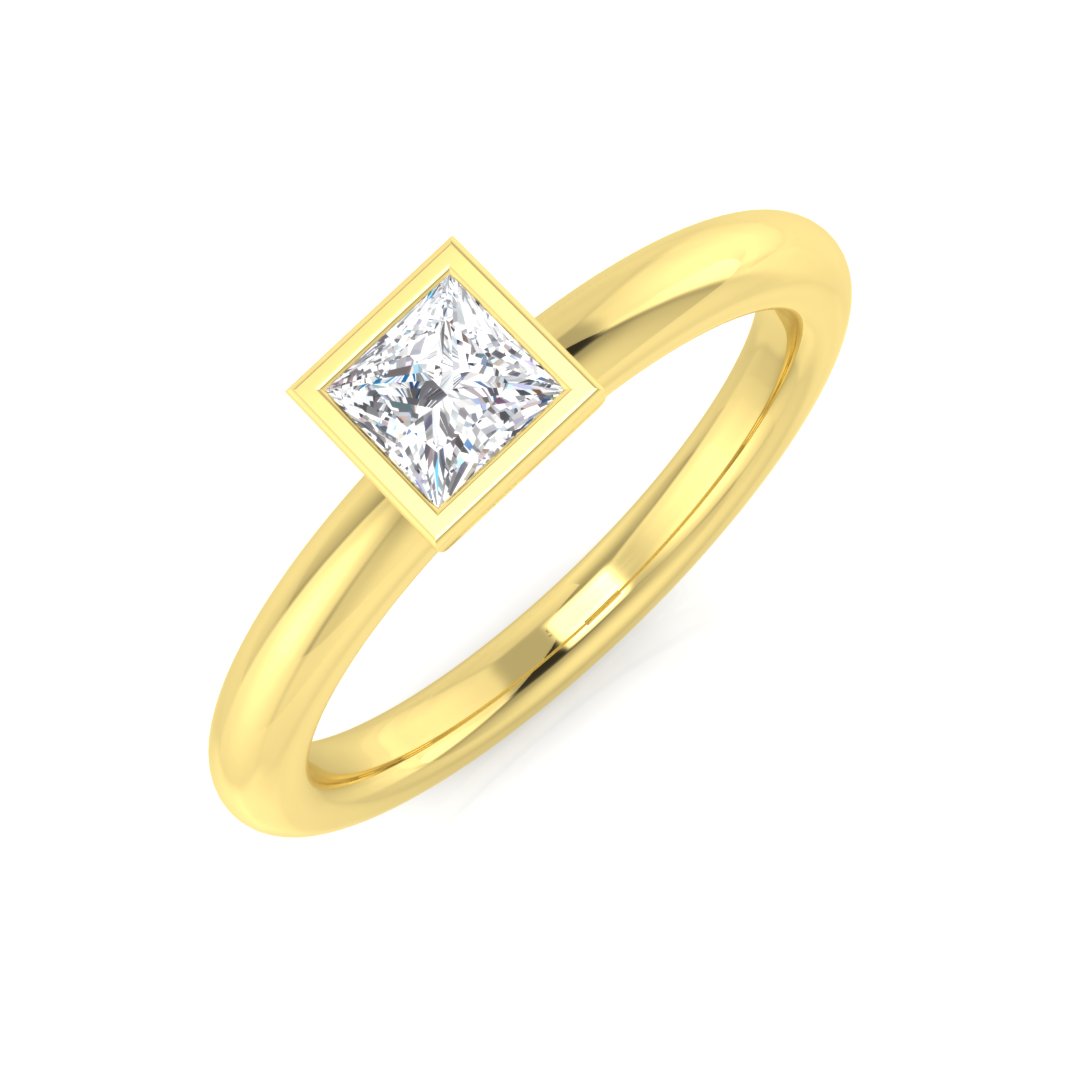 Princess Cut Diamond Solitaire Ring in 10K/14K gold and platinum with certified lab-grown or natural diamonds