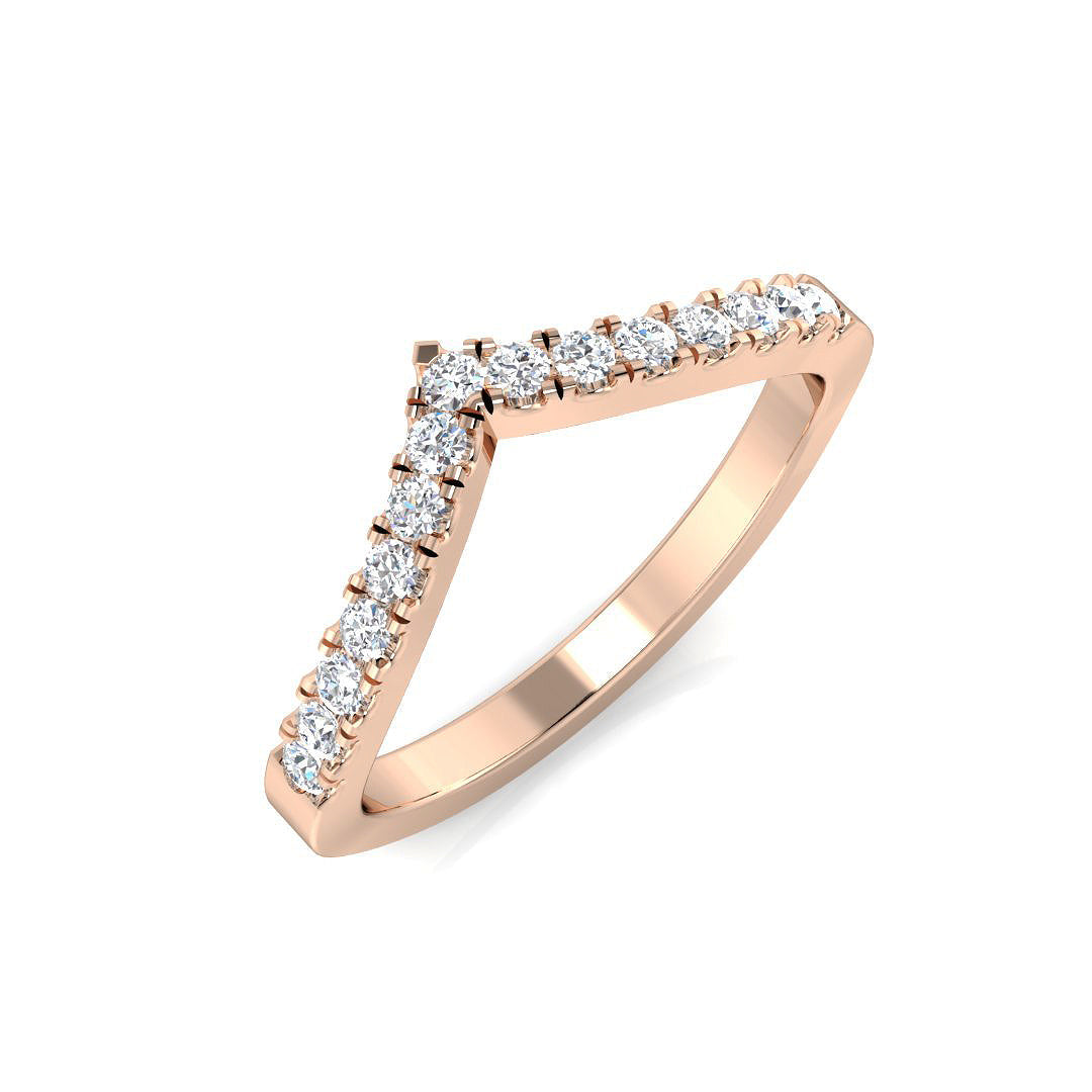 Claw Set V Shape Diamond Chevron Ring in 10K/14K gold and platinum with certified lab-grown or natural diamonds