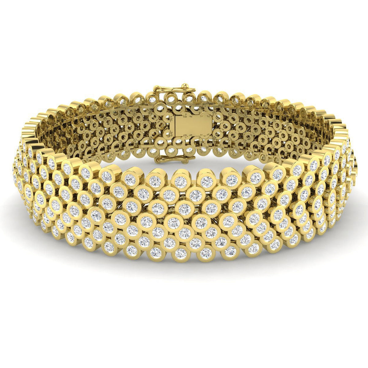 Multi Row Natural Diamond Tennis Bracelet with Box Clasp & Safety Lock in 10K/14K gold and platinum with certified lab-grown or natural diamonds