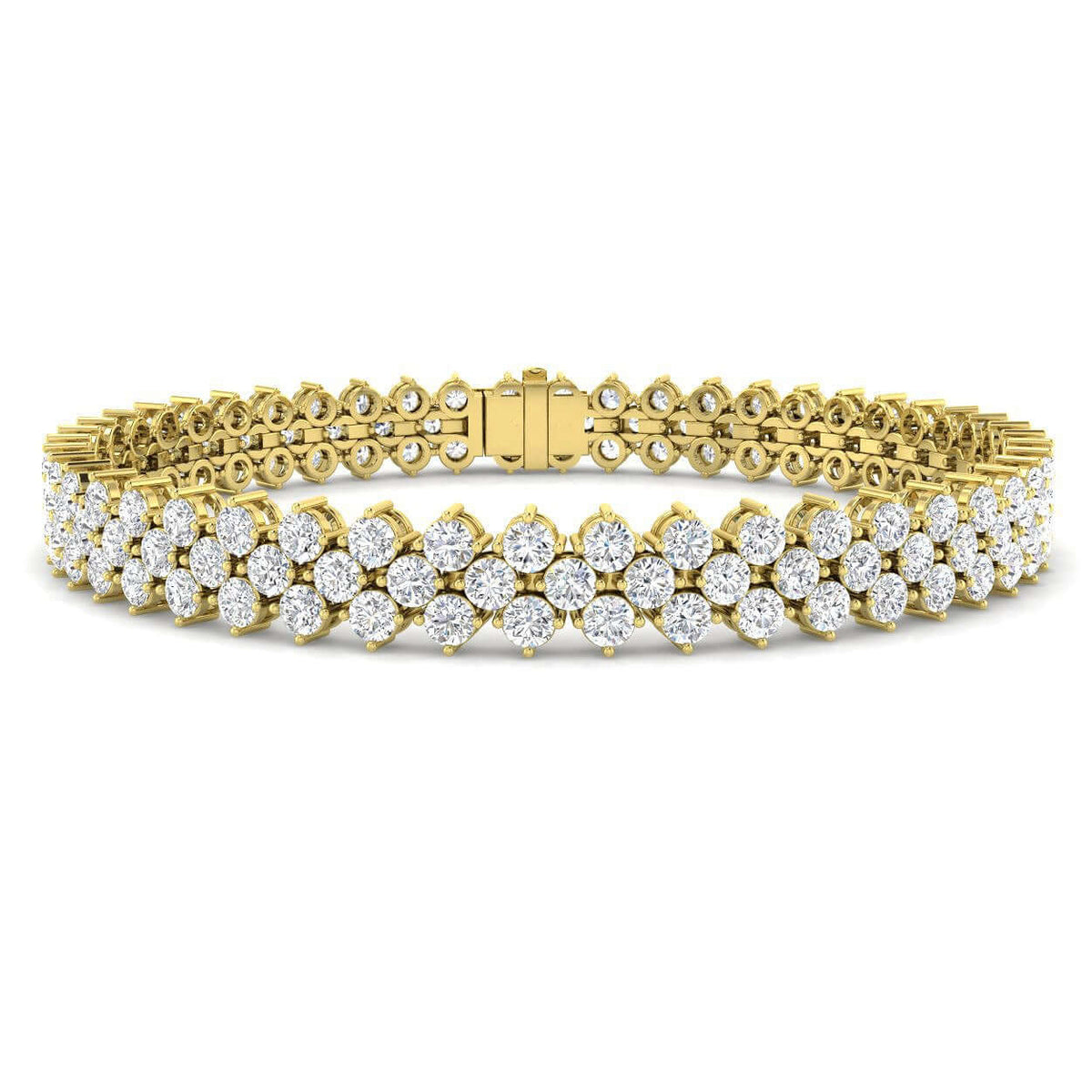 Multi Row Natural Diamond Tennis Bracelet with Box Clasp & Safety Lock in 10K/14K gold and platinum with certified lab-grown or natural diamonds