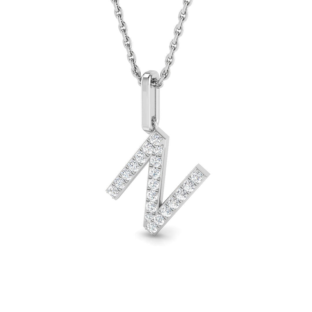 Paved Initial Round Diamond Pendant in 10K/14K gold and platinum with certified lab-grown or natural diamonds