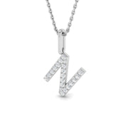 Paved Initial Round Diamond Pendant in 10K/14K gold and platinum with certified lab-grown or natural diamonds