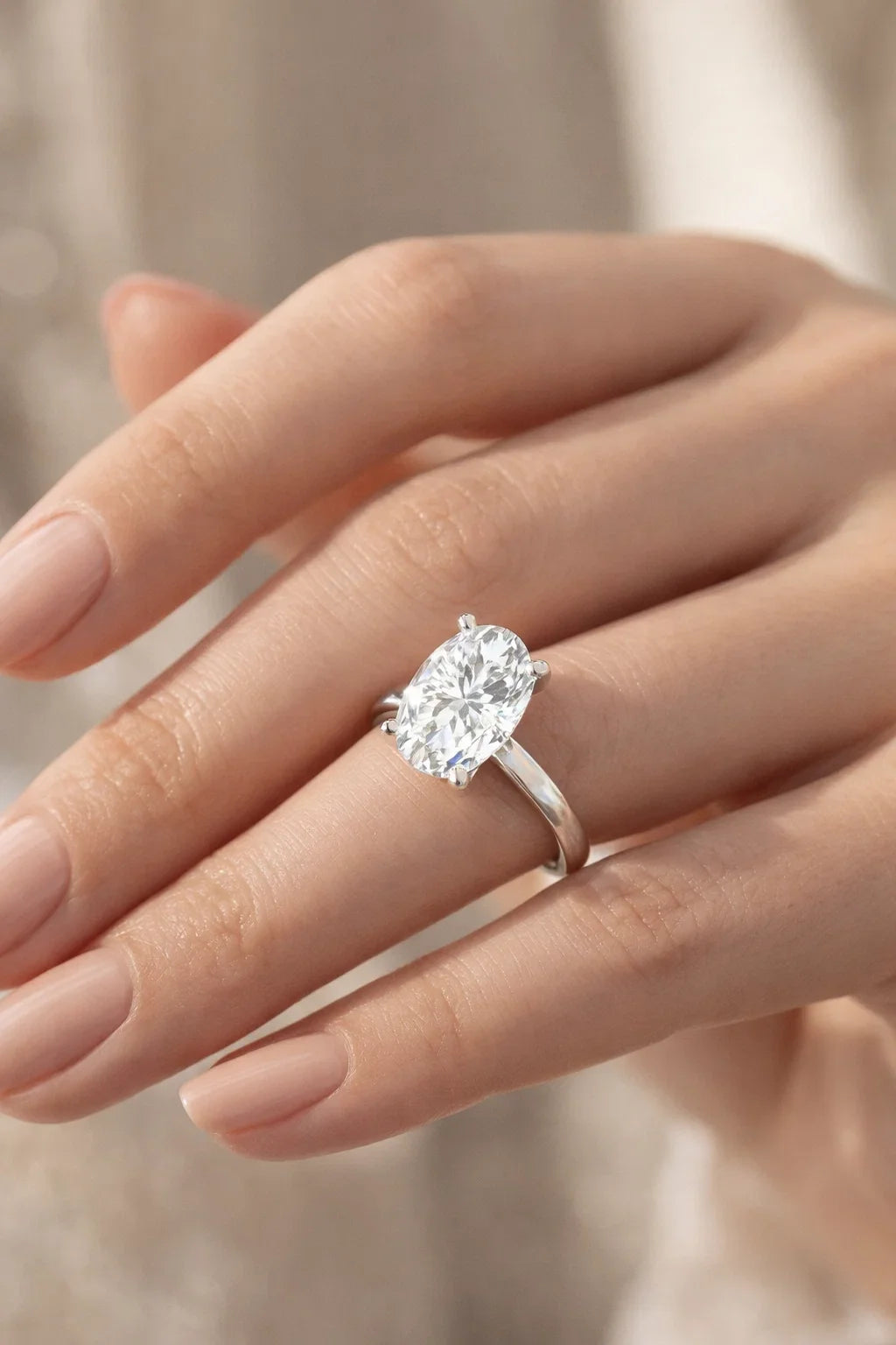 Classic Oval Diamond Solitaire Ring With Sleek Gold Finish in 10K/14K gold and platinum with certified lab-grown or natural diamonds