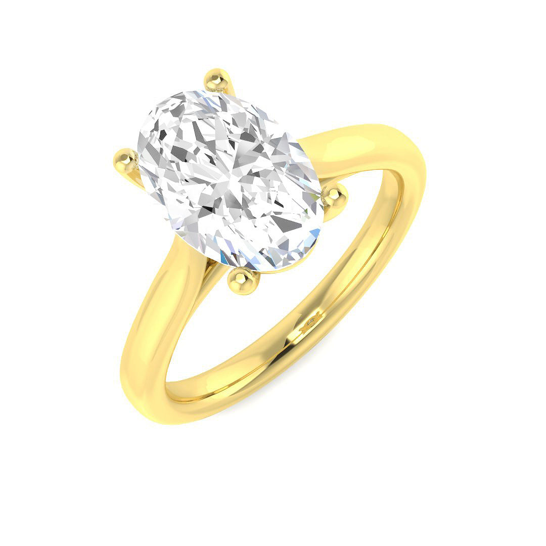 Classic Oval Diamond Solitaire Ring With Sleek Gold Finish in 10K/14K gold and platinum with certified lab-grown or natural diamonds