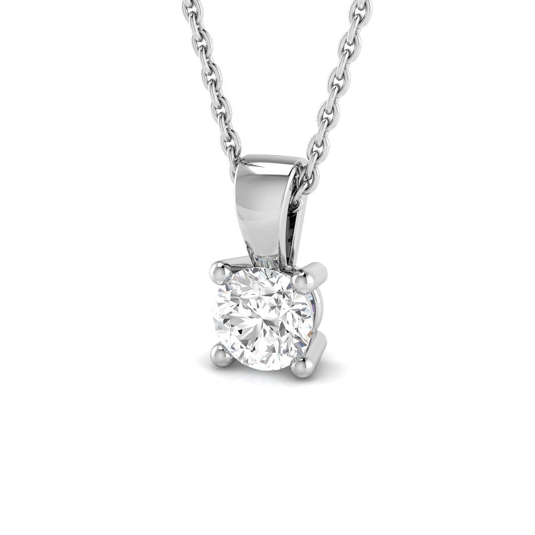 Round-Cut Diamond Pendant in 10K/14K gold and platinum with certified lab-grown or natural diamonds