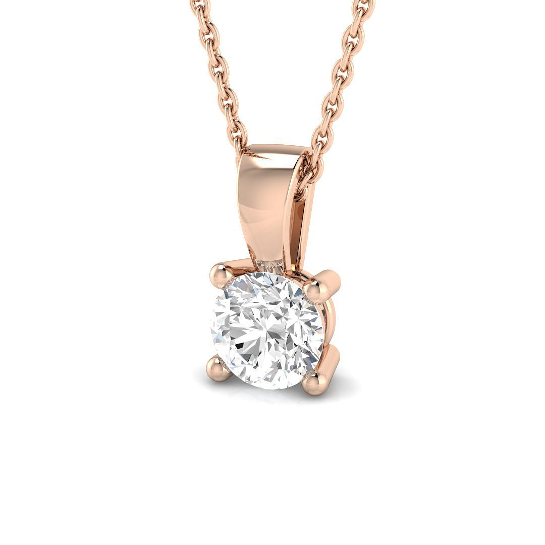 Round-Cut Diamond Pendant in 10K/14K gold and platinum with certified lab-grown or natural diamonds