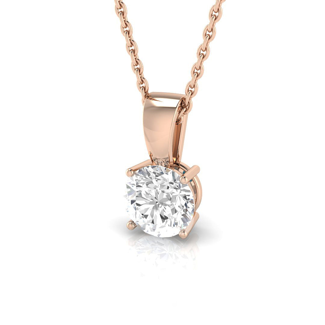 Round-Cut Diamond Pendant in 10K/14K gold and platinum with certified lab-grown or natural diamonds