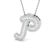 Paved Script Initial Diamond Pendant Without Chain in 10K/14K gold and platinum with certified lab-grown or natural diamonds