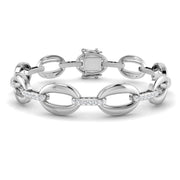 Stylish Round Lab Grown Diamond Oval Link Bracelet with Pave D-Links in 10K/14K gold and platinum with certified lab-grown or natural diamonds