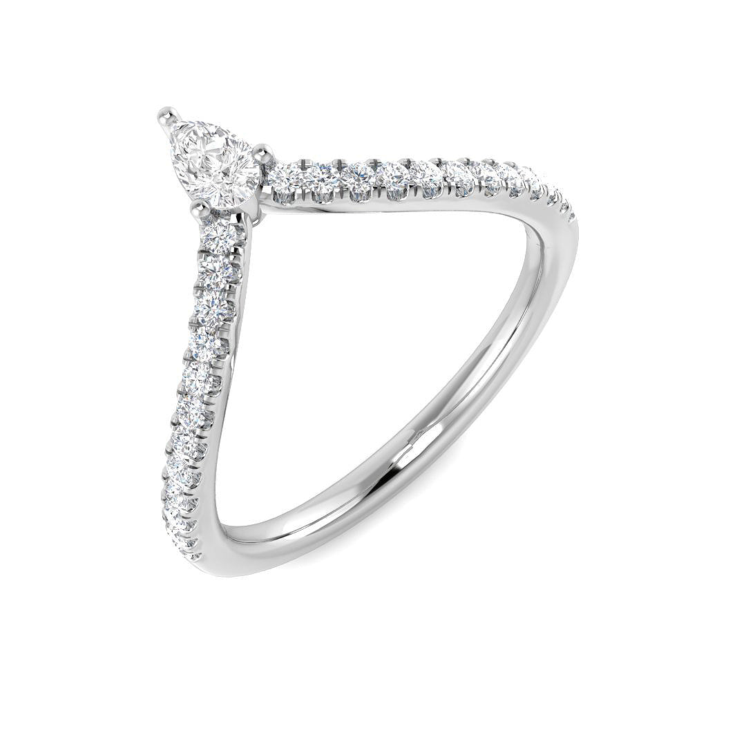 Pear-Shaped Diamond Wishbone Ring in 10K/14K gold and platinum with certified lab-grown or natural diamonds