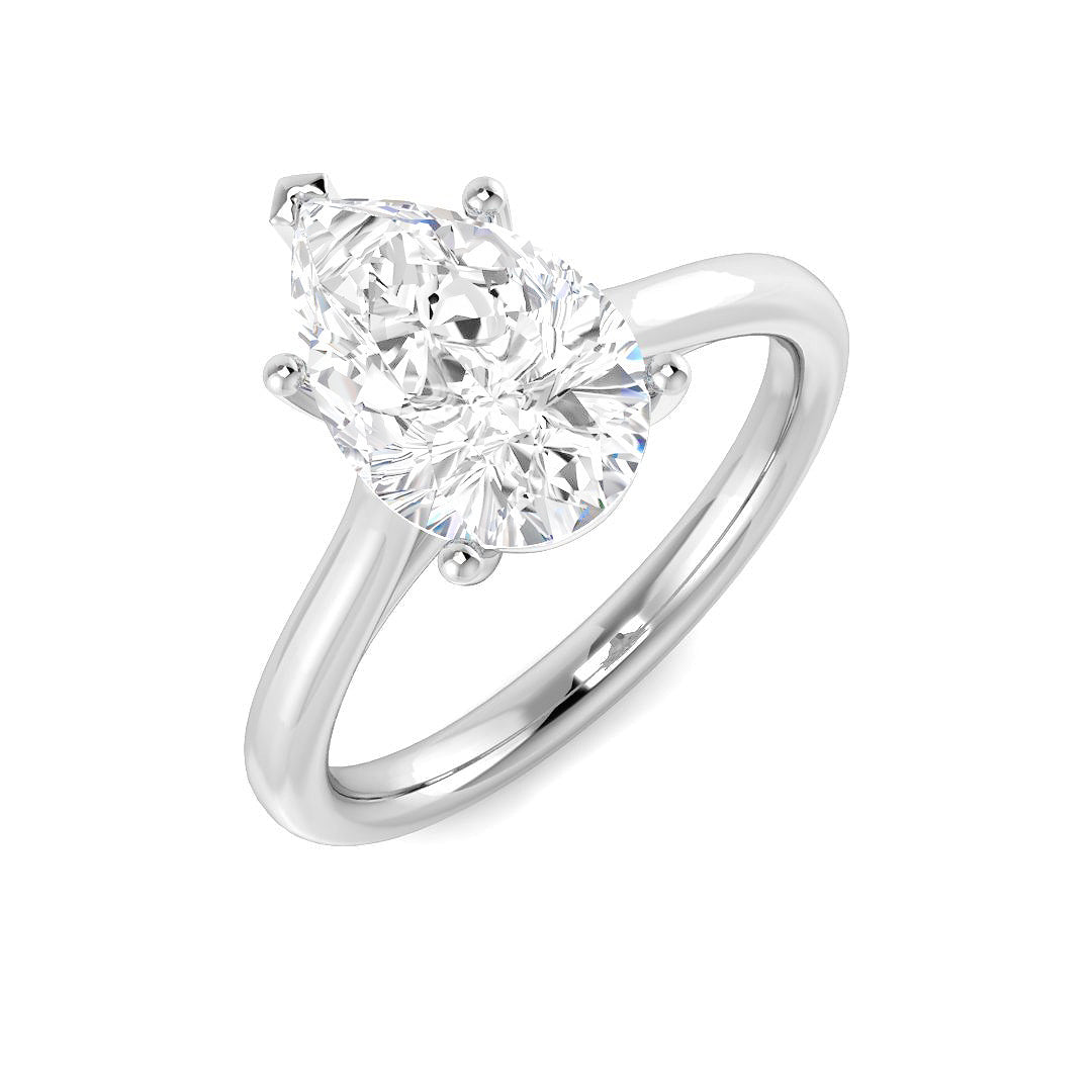 Pear Shape Natural & Lab Grown Diamond Solitaire Ring in 10K/14K gold and platinum with certified lab-grown or natural diamonds