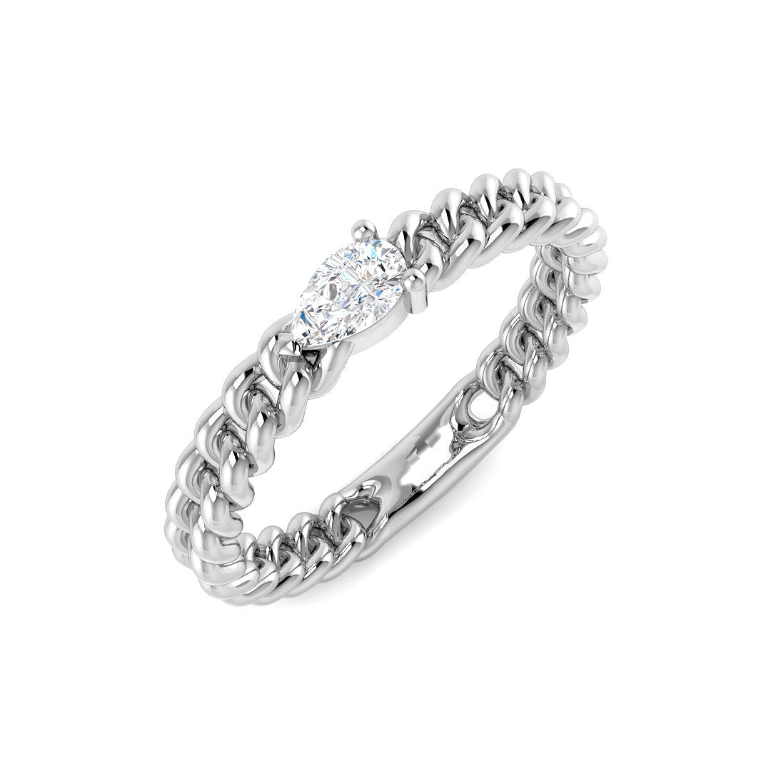 Pear Shaped Diamond Solitaire Ring in in 10K/14K gold and platinum with certified lab-grown or natural diamonds