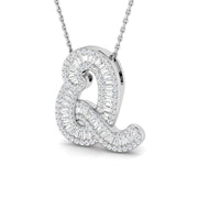 Paved Script Initial Diamond Pendant Without Chain in 10K/14K gold and platinum with certified lab-grown or natural diamonds