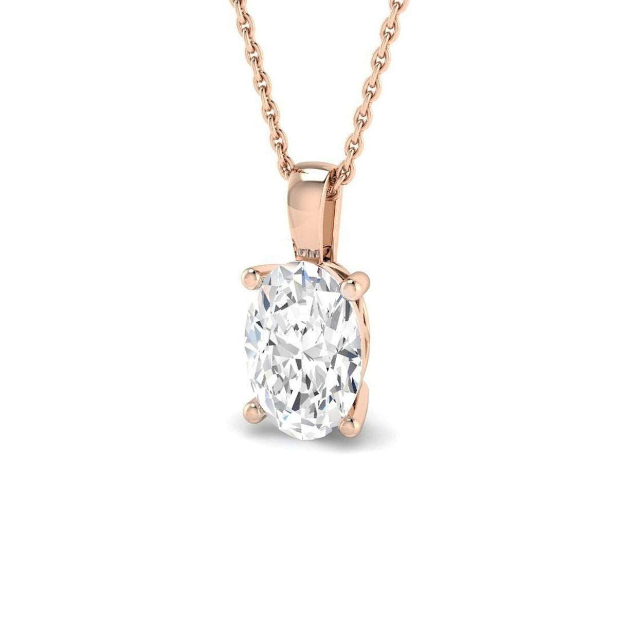 Lab Grown Oval Diamond Pendant in 10K/14K gold and platinum with certified lab-grown or natural diamonds
