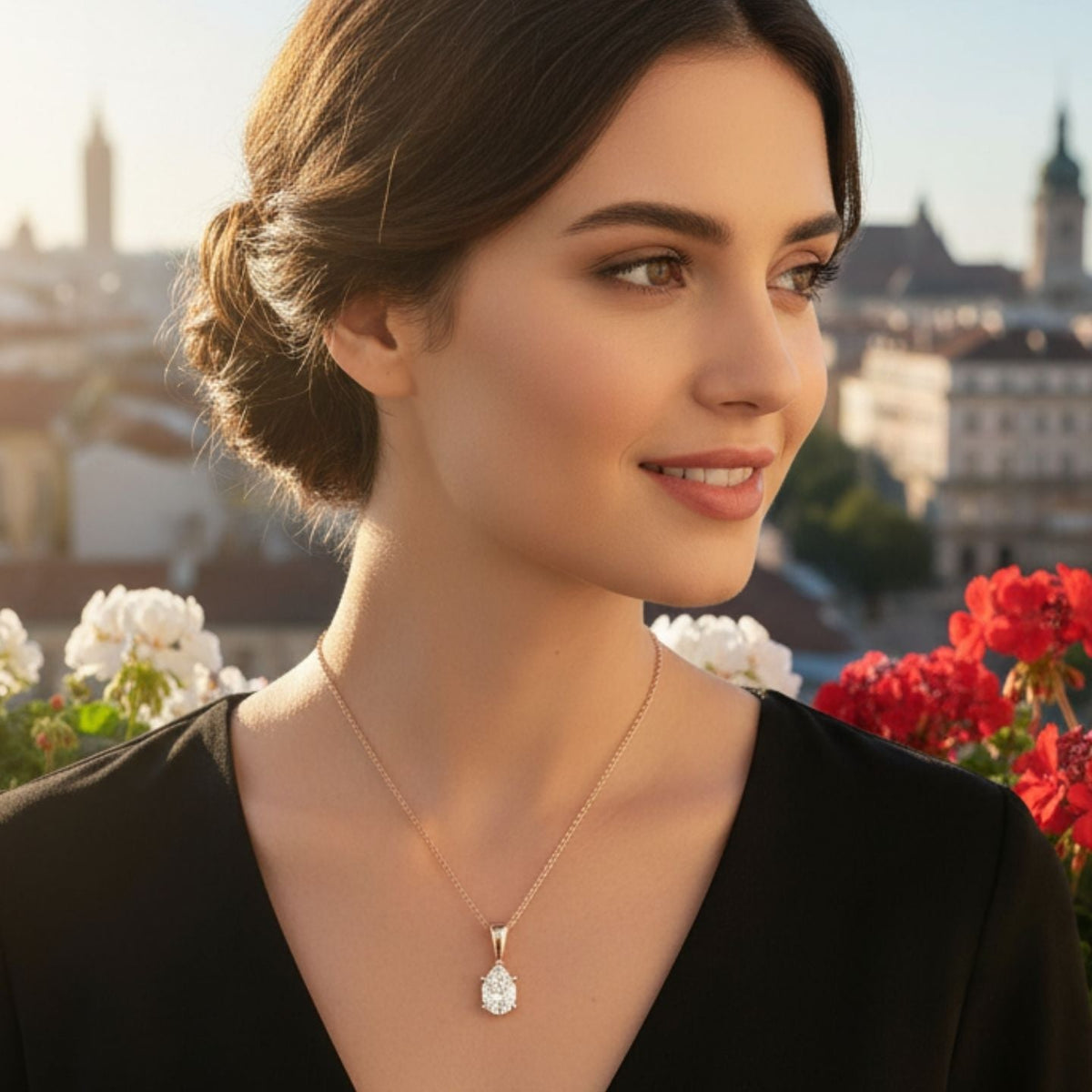 Lab Grown Oval Diamond Solitaire Pendant in 10K/14K gold and platinum with certified lab-grown or natural diamonds
