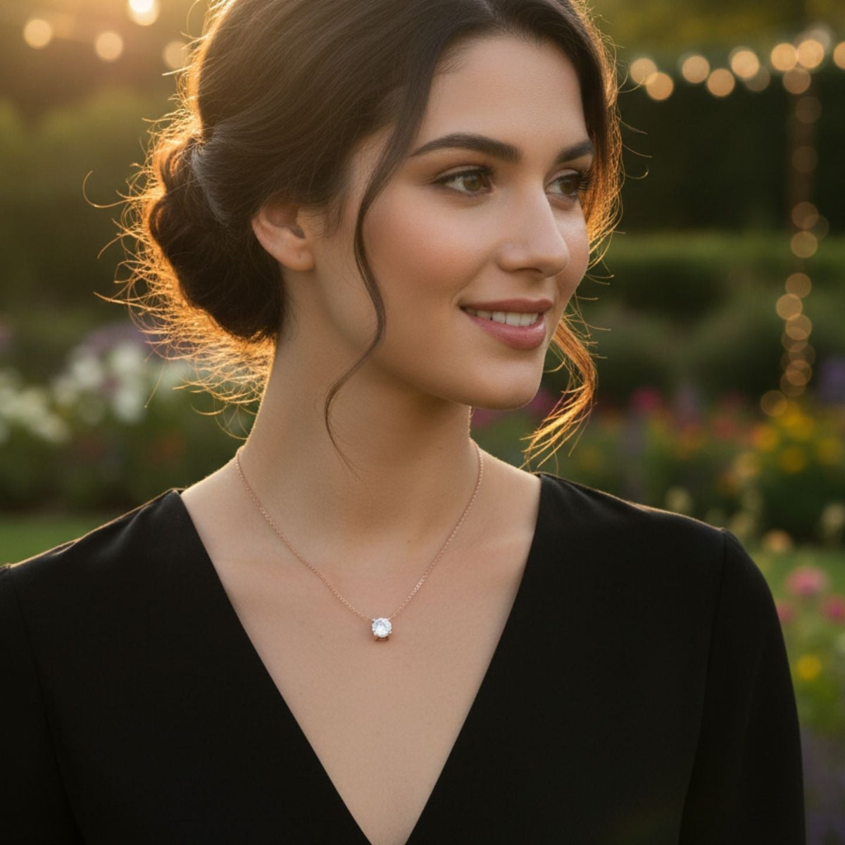 Floating Round Diamond Pendant Without Chain in in 10K/14K gold and platinum with certified lab-grown or natural diamonds