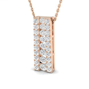 Diamond Bar Pendant Vertical Multi Row Cluster Design in Gold & in 10K/14K gold and platinum with certified lab-grown or natural diamonds