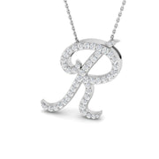 Diamond Script Initial Pendant Necklace Without Chain in 10K/14K gold and platinum with certified lab-grown or natural diamonds