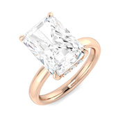 Radiant & Round Hidden Halo Diamond Ring in 10K/14K gold and platinum with certified lab-grown or natural diamonds