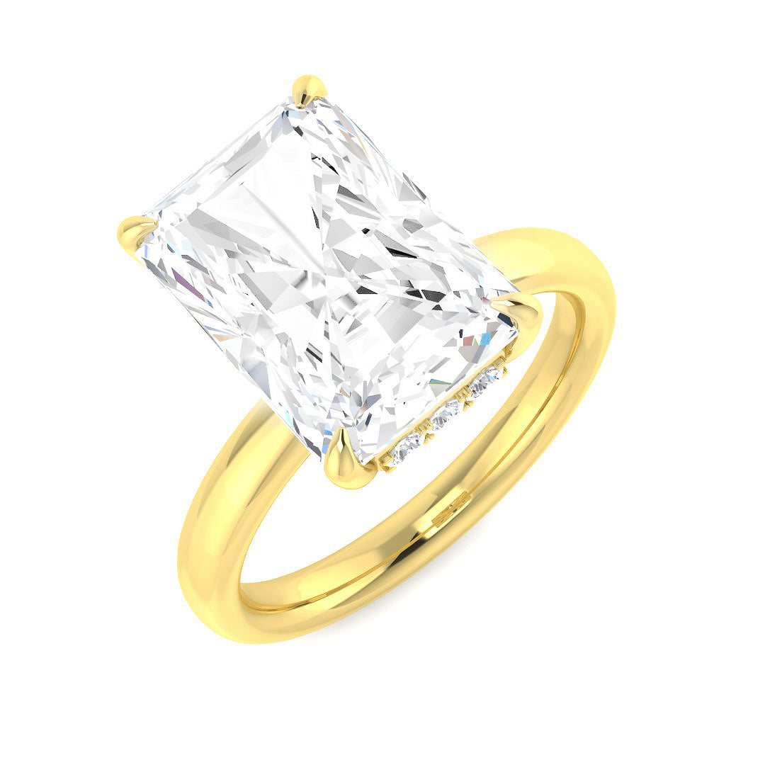 Radiant & Round Hidden Halo Diamond Ring in 10K/14K gold and platinum with certified lab-grown or natural diamonds