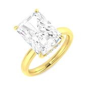 Radiant & Round Hidden Halo Diamond Ring in 10K/14K gold and platinum with certified lab-grown or natural diamonds