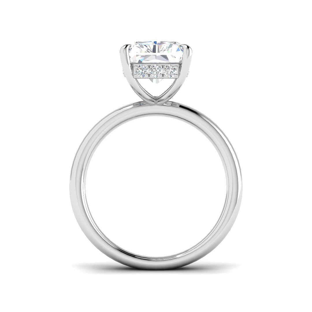 Radiant & Round Hidden Halo Diamond Ring in 10K/14K gold and platinum with certified lab-grown or natural diamonds