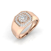 Men’s Double Halo Octagon Diamond Ring in in 10K/14K gold and platinum with certified lab-grown or natural diamonds