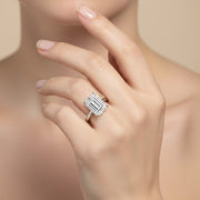 Emerald Cut Diamond Solitaire Ring in 10K/14K gold and platinum with certified lab-grown or natural diamonds