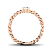 Chain-Link Round Diamond Solitaire Ring in 10K/14K gold and platinum with certified lab-grown or natural diamonds
