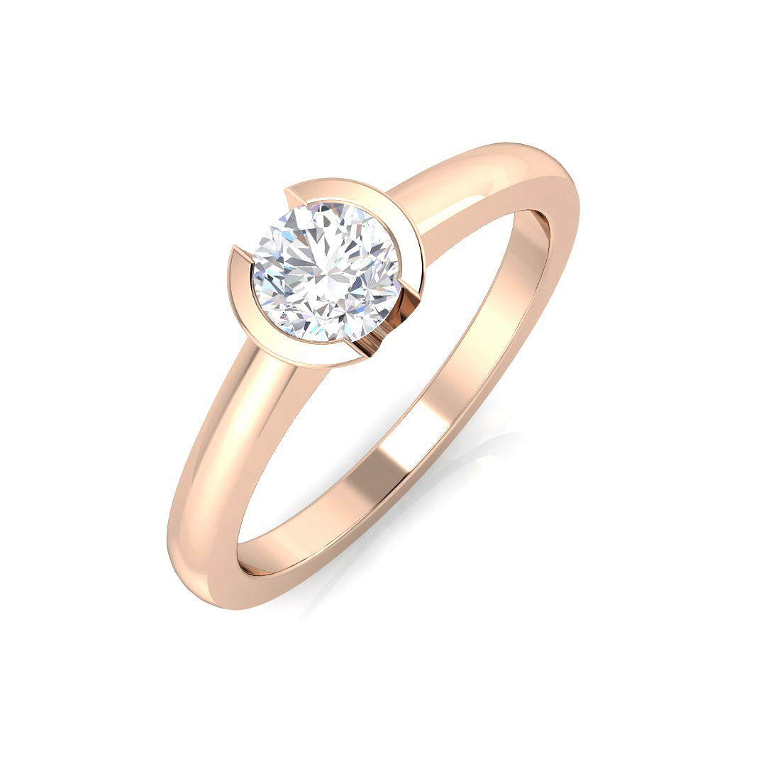 Round Diamond Bezel Set Solitaire Ring in 10K/14K gold and platinum with certified lab-grown or natural diamonds