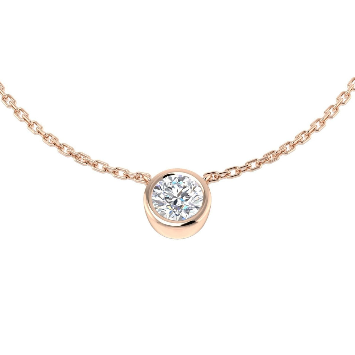 Round Diamond Solitaire Pendant Necklace in 10K/14K gold and platinum with certified lab-grown or natural diamonds