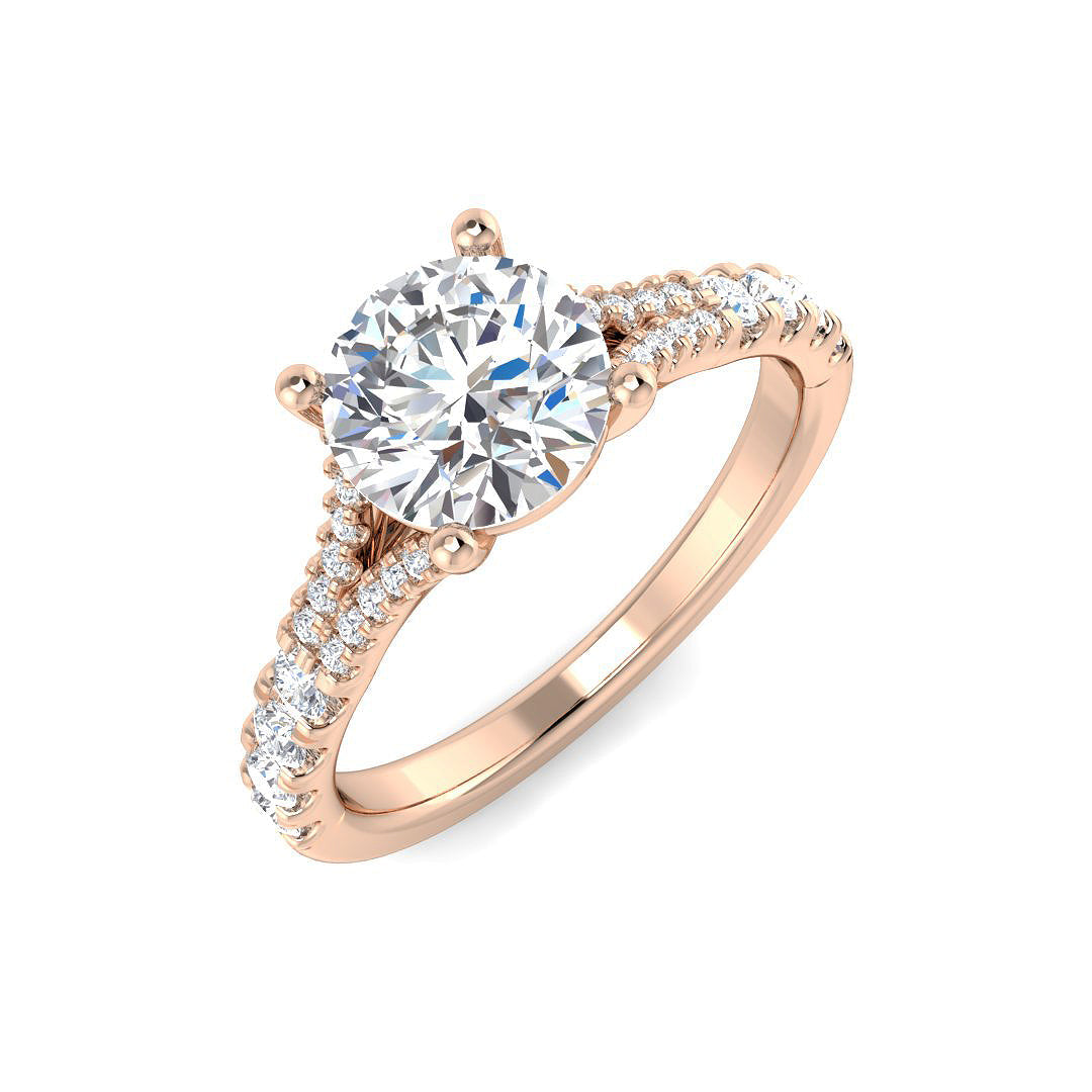 Everlight Diamond Engagement Ring with Split Shoulders in 10K/14K gold and platinum with certified lab-grown or natural diamonds