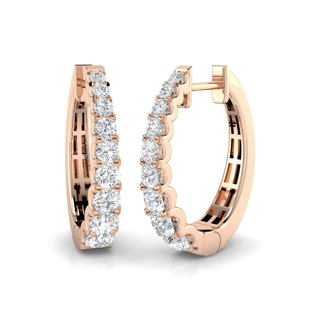 Hoop Earrings - Round Premium Diamond Sparkle in 10K/14K gold and platinum with certified lab-grown or natural diamonds