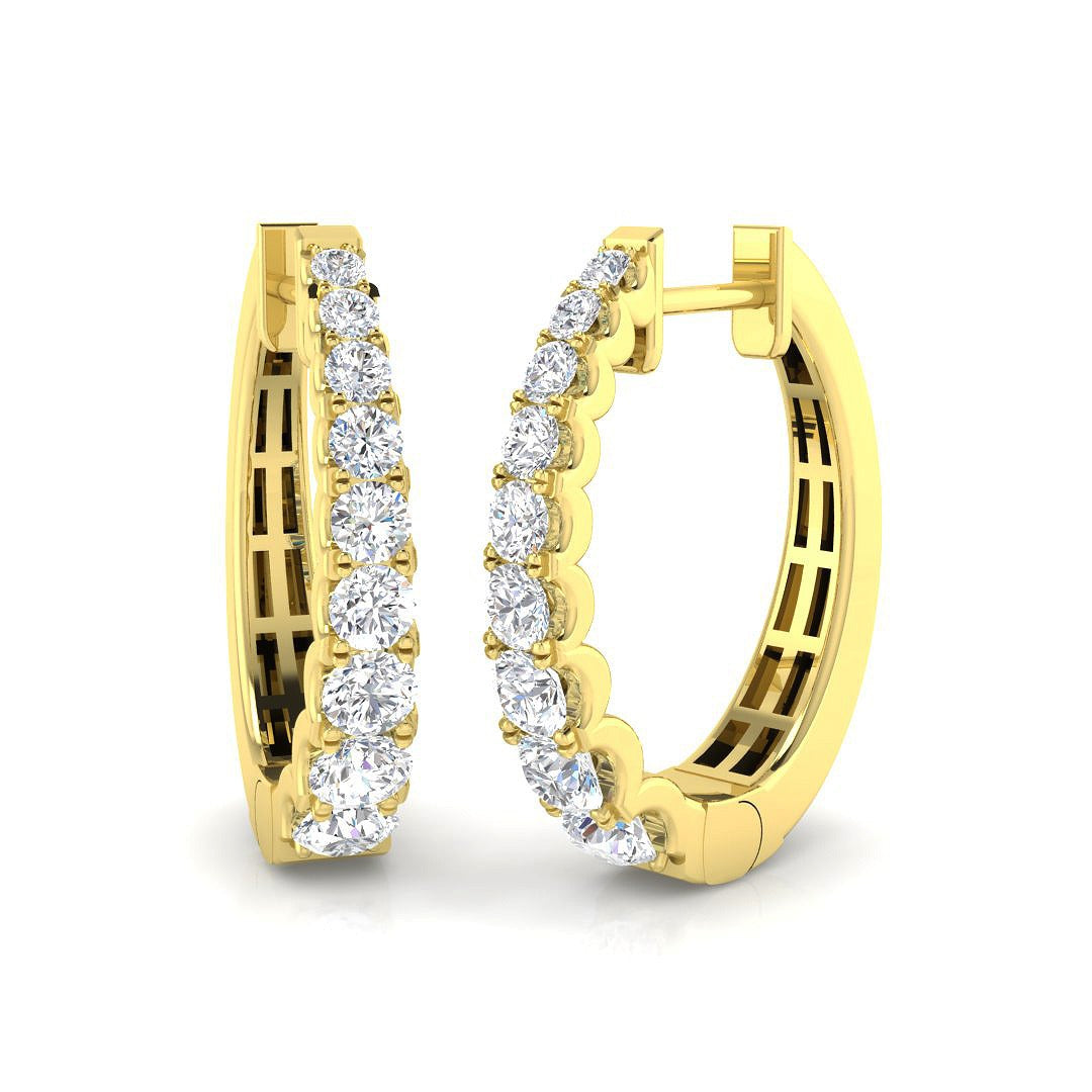 Hoop Earrings - Round Premium Diamond Sparkle in 10K/14K gold and platinum with certified lab-grown or natural diamonds