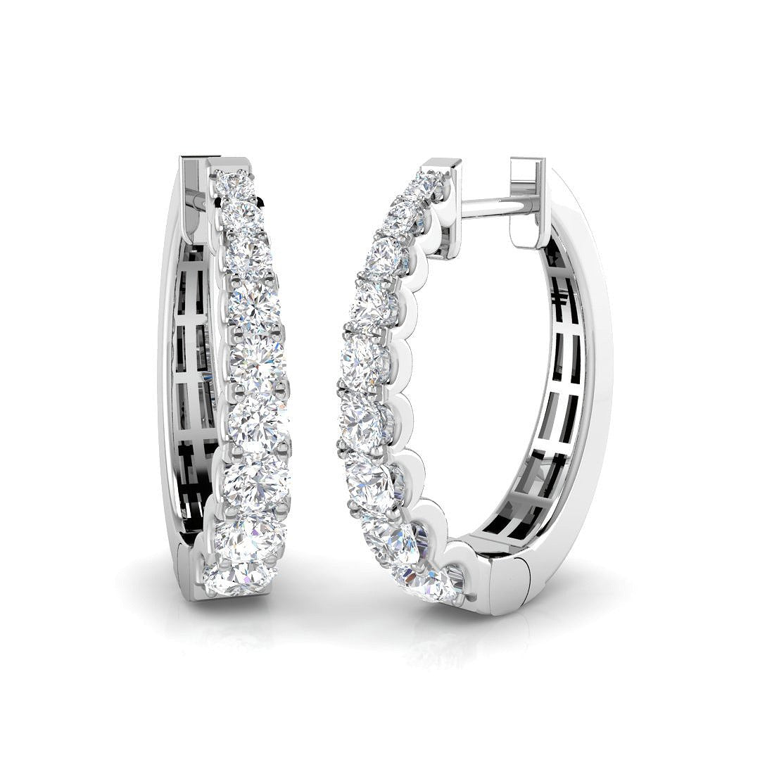 Hoop Earrings - Round Premium Diamond Sparkle in 10K/14K gold and platinum with certified lab-grown or natural diamonds