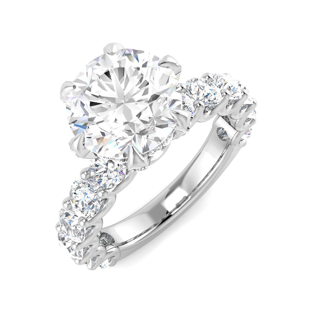 Lab-Grown 5.50 Ct Round Diamond Engagement Ring in 10K/14K gold and platinum with certified lab-grown or natural diamonds