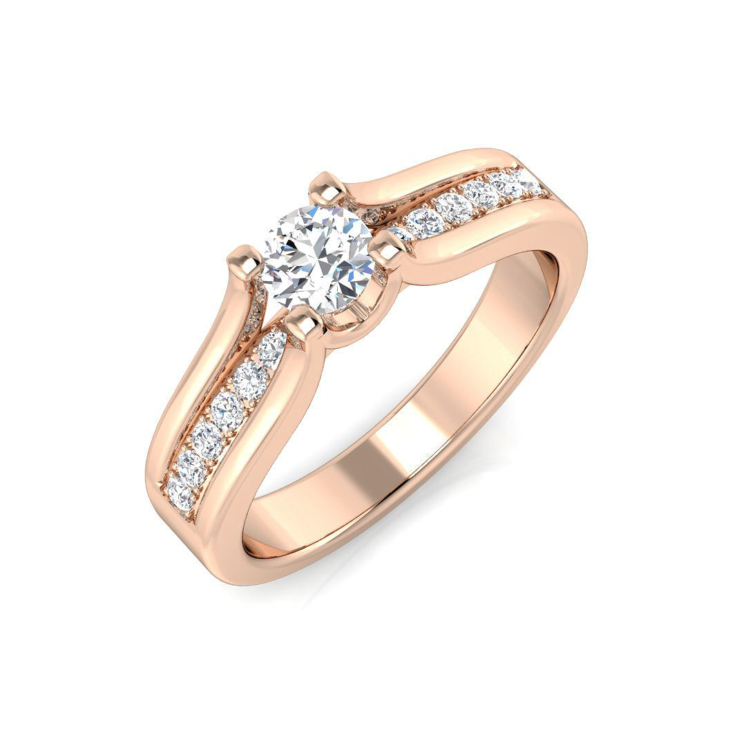 Split Shoulder Diamond Engagement Ring in 10K/14K gold and platinum with certified lab-grown or natural diamonds