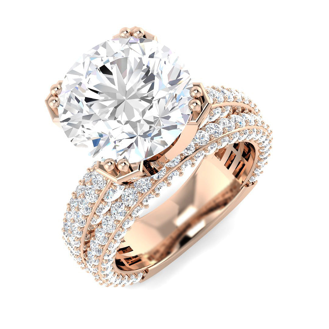 Pavé Split Band Diamond Wedding Ring Set in 10K/14K gold and platinum with certified lab-grown or natural diamonds