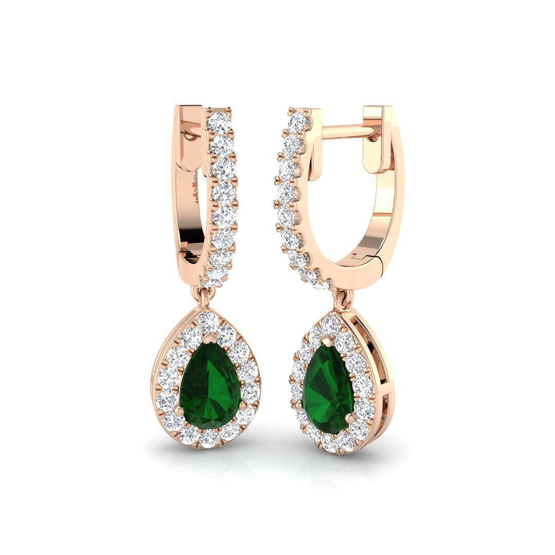 Luxury 1 Ct to 3 Ct Emerald Diamond Hoop Earrings in 10K/14K gold and platinum with certified lab-grown or natural diamonds