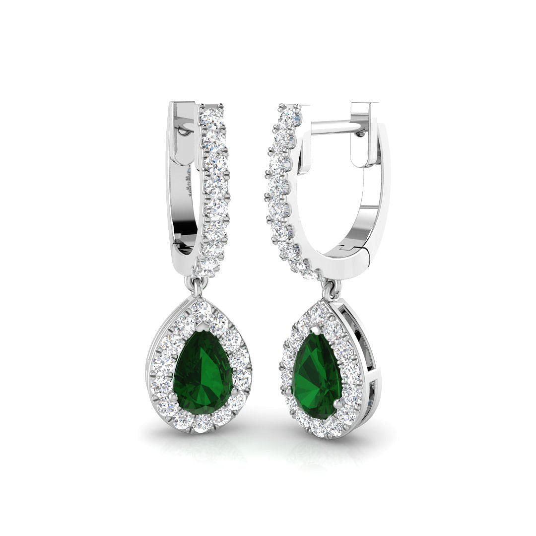 Luxury 1 Ct to 3 Ct Emerald Diamond Hoop Earrings in 10K/14K gold and platinum with certified lab-grown or natural diamonds