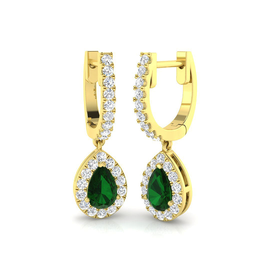 Luxury 1 Ct to 3 Ct Emerald Diamond Hoop Earrings in 10K/14K gold and platinum with certified lab-grown or natural diamonds