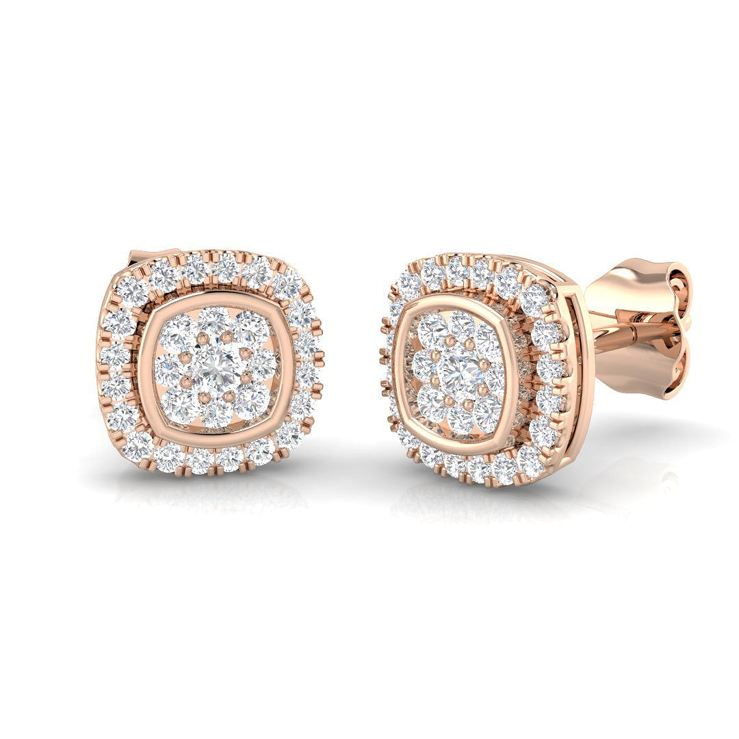 0.25Ct Diamond Cluster Stud Earrings in 10K/14K gold and platinum with certified lab-grown or natural diamonds