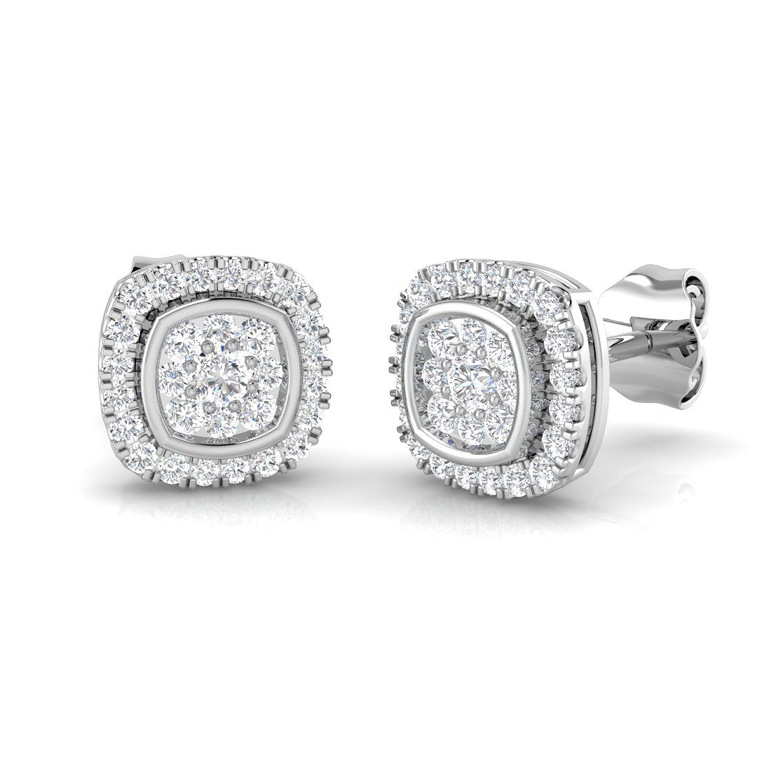 0.25Ct Diamond Cluster Stud Earrings in 10K/14K gold and platinum with certified lab-grown or natural diamonds