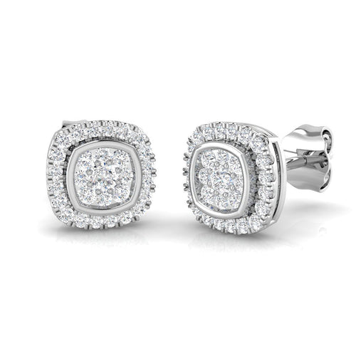 0.25Ct Diamond Cluster Stud Earrings in 10K/14K gold and platinum with certified lab-grown or natural diamonds