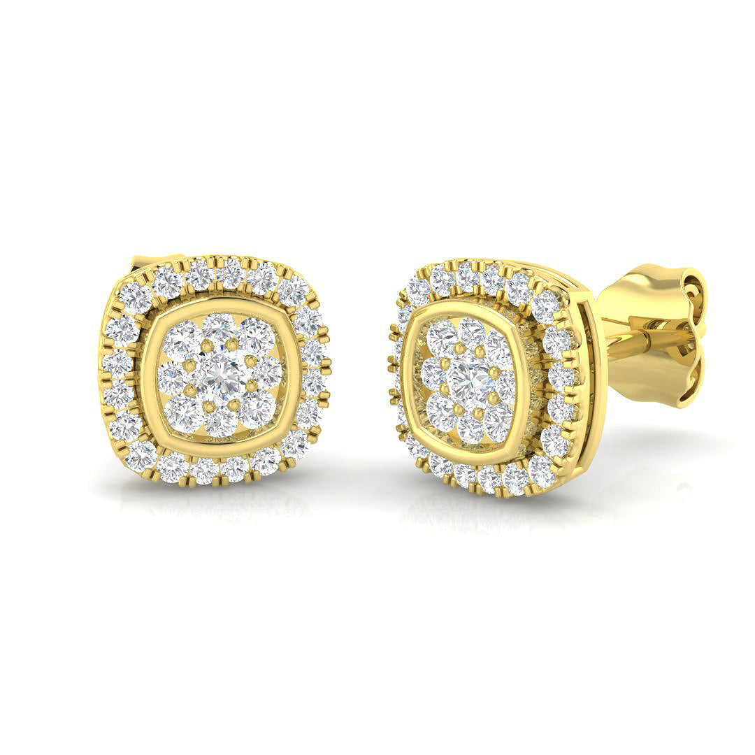 0.25Ct Diamond Cluster Stud Earrings in 10K/14K gold and platinum with certified lab-grown or natural diamonds