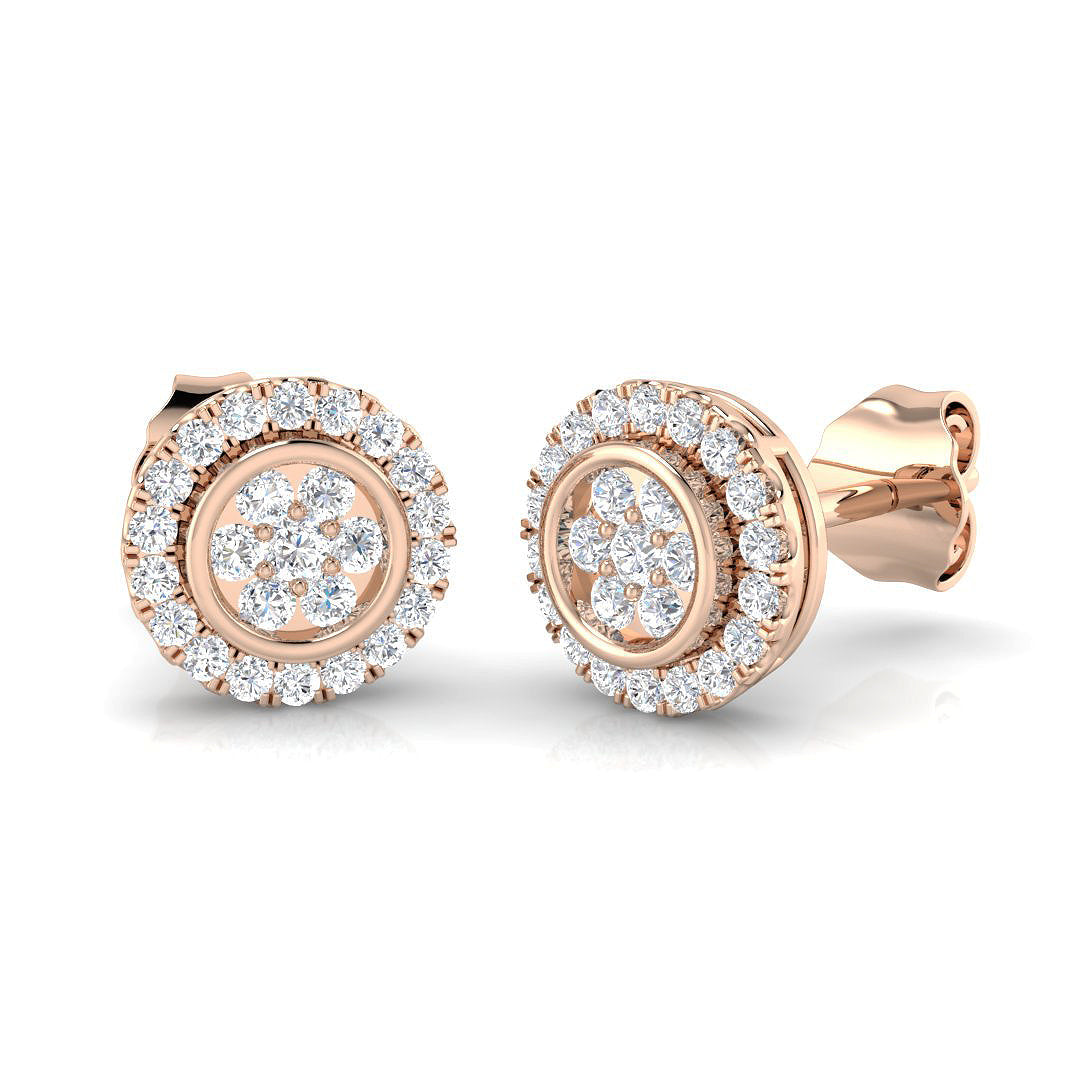 0.25Ct Cluster Diamond Stud Earrings in 10K/14K gold and platinum with certified lab-grown or natural diamonds