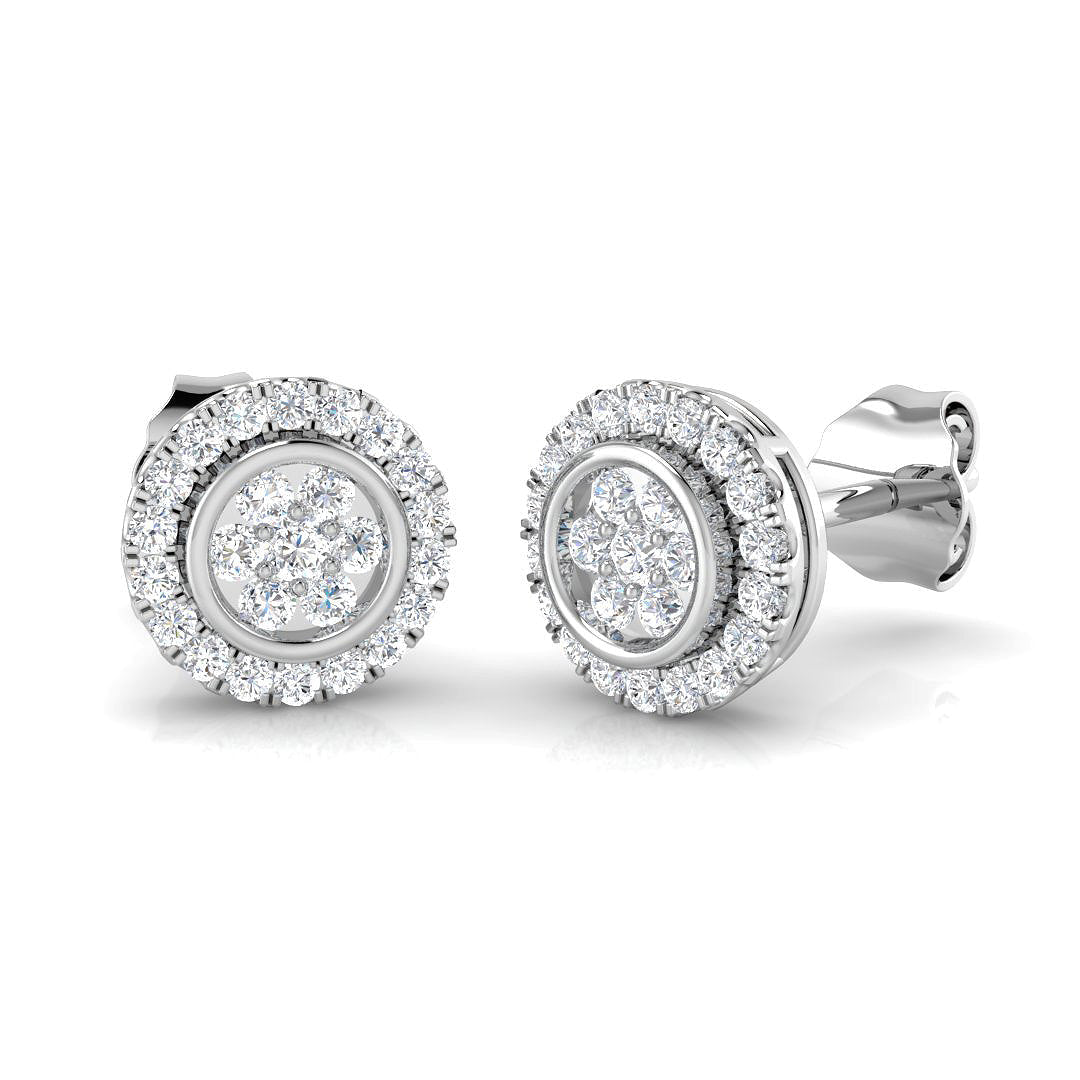 0.25Ct Cluster Diamond Stud Earrings in 10K/14K gold and platinum with certified lab-grown or natural diamonds