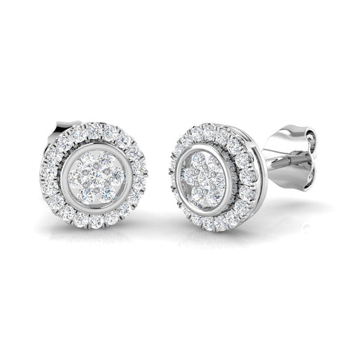 0.25Ct Cluster Diamond Stud Earrings in 10K/14K gold and platinum with certified lab-grown or natural diamonds