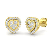 Heart-Shaped Diamond Cluster Stud Earrings in 10K/14K gold and platinum with certified lab-grown or natural diamonds