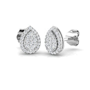 Pear Shape Diamond Cluster Stud Earrings in 10K/14K gold and platinum with certified lab-grown or natural diamonds